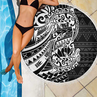White Couple Dolphins Maori Polynesian Style Beach Blanket LT9 - Polynesian Pride