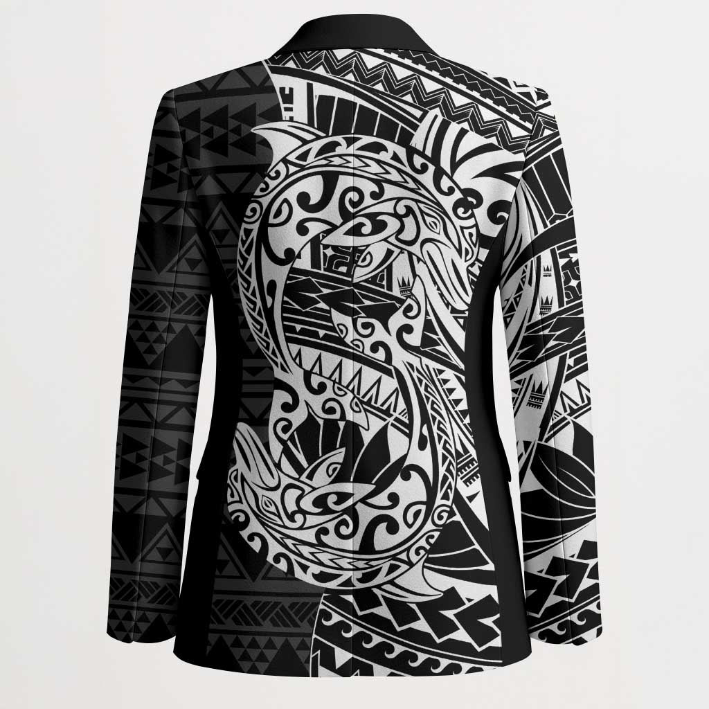 White Couple Dolphins Maori Polynesian Style Blazer - Polynesian Pride