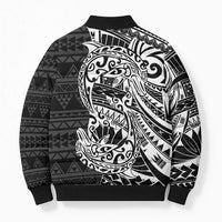 White Couple Dolphins Maori Polynesian Style Bomber Puffer Jacket - Polynesian Pride