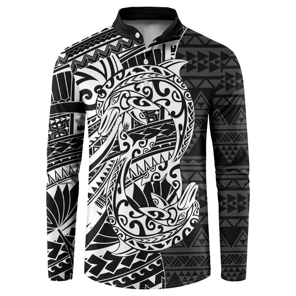 White Couple Dolphins Maori Polynesian Style Button Sweatshirt LT9 White - Polynesian Pride