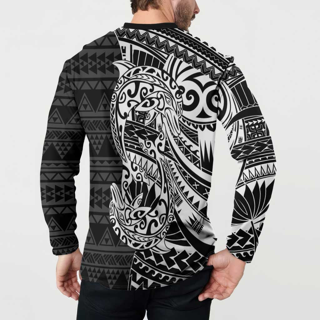White Couple Dolphins Maori Polynesian Style Button Sweatshirt LT9 - Polynesian Pride