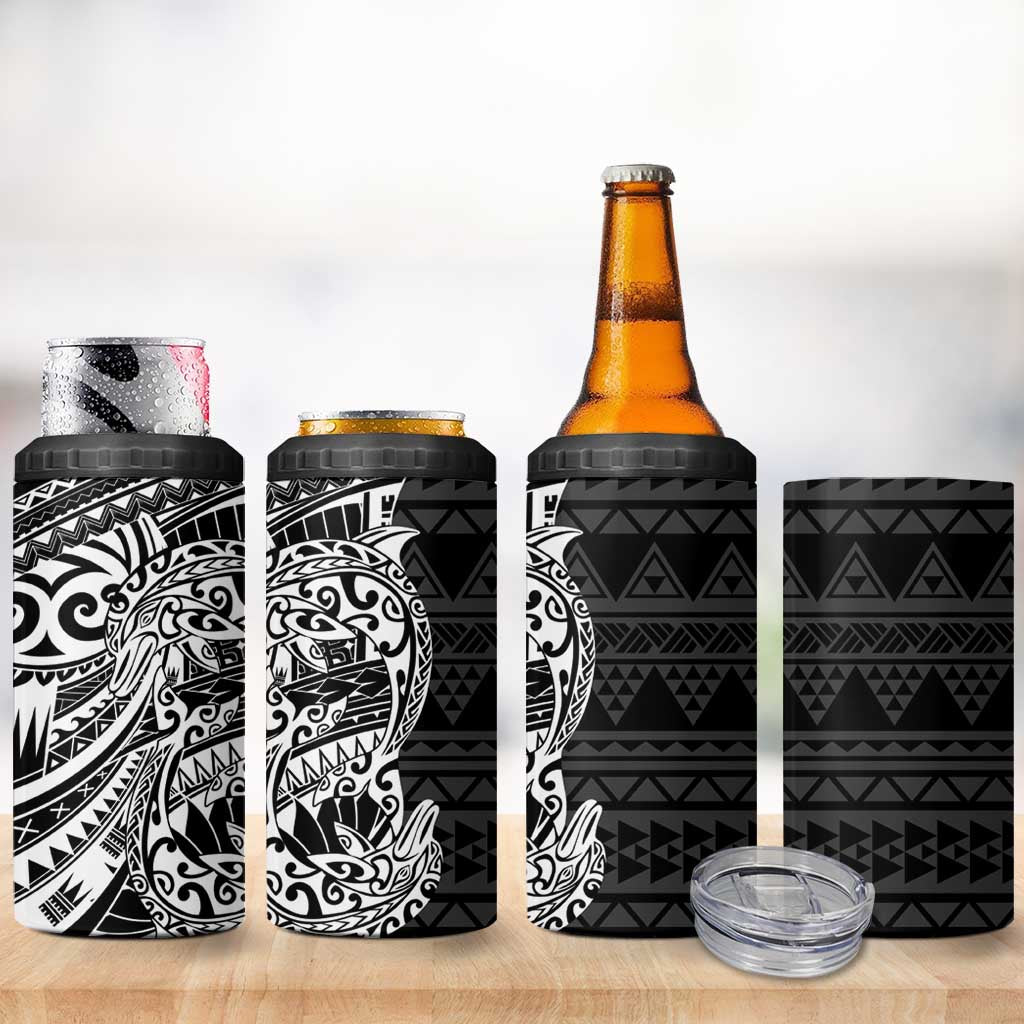White Couple Dolphins Maori Polynesian Style 4 in 1 Can Cooler Tumbler LT9 - Polynesian Pride