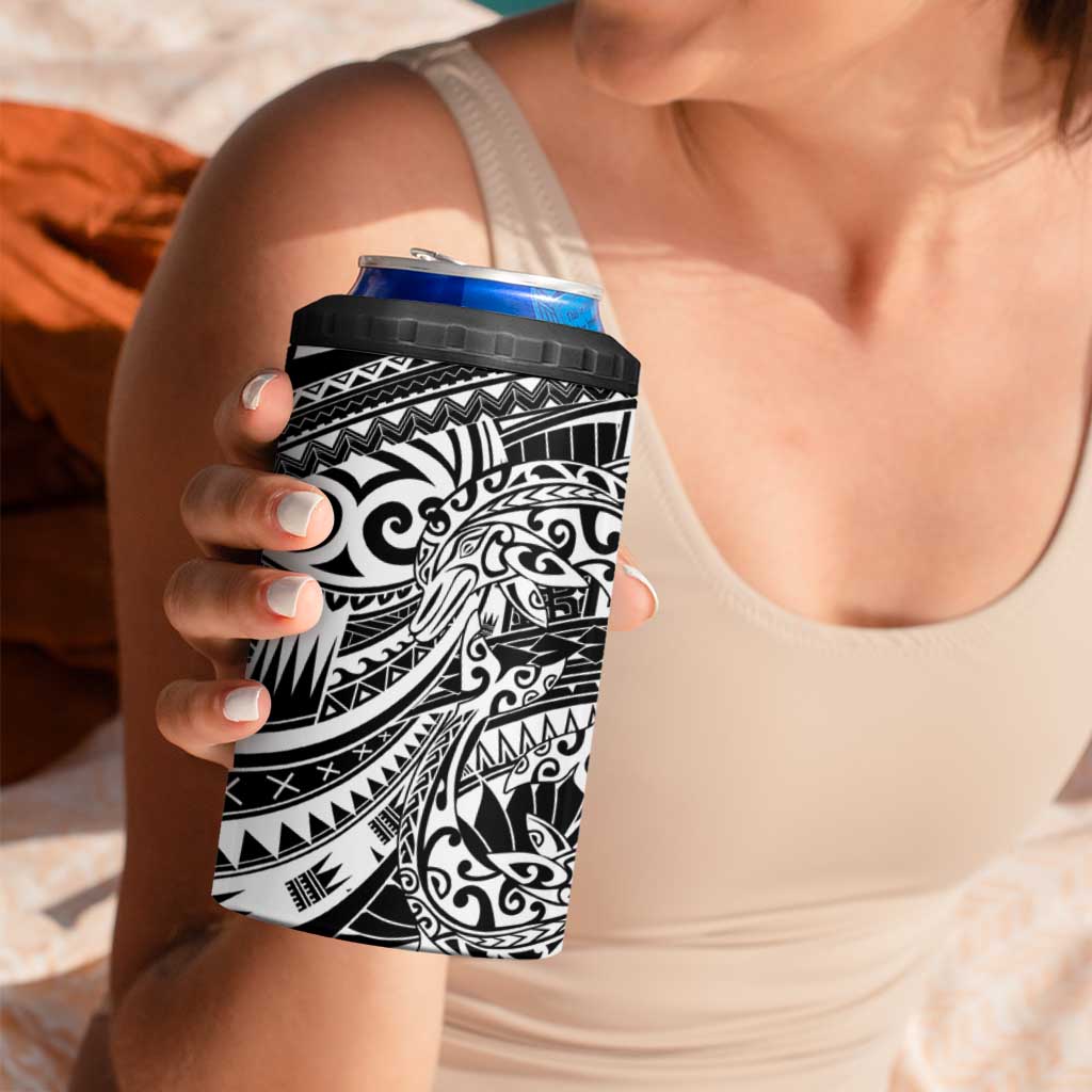 White Couple Dolphins Maori Polynesian Style 4 in 1 Can Cooler Tumbler LT9 - Polynesian Pride