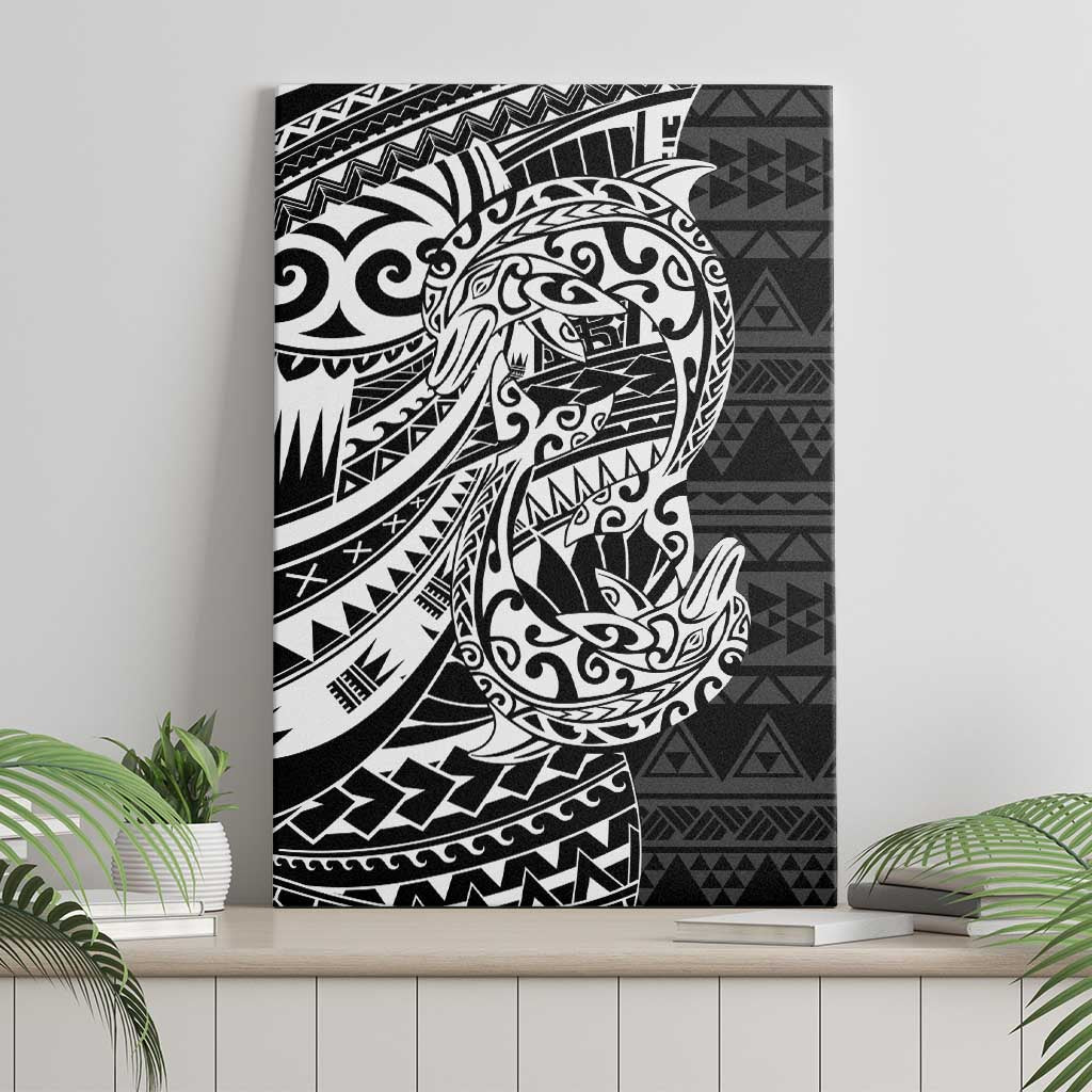 White Couple Dolphins Maori Polynesian Style Canvas Wall Art LT9 - Polynesian Pride