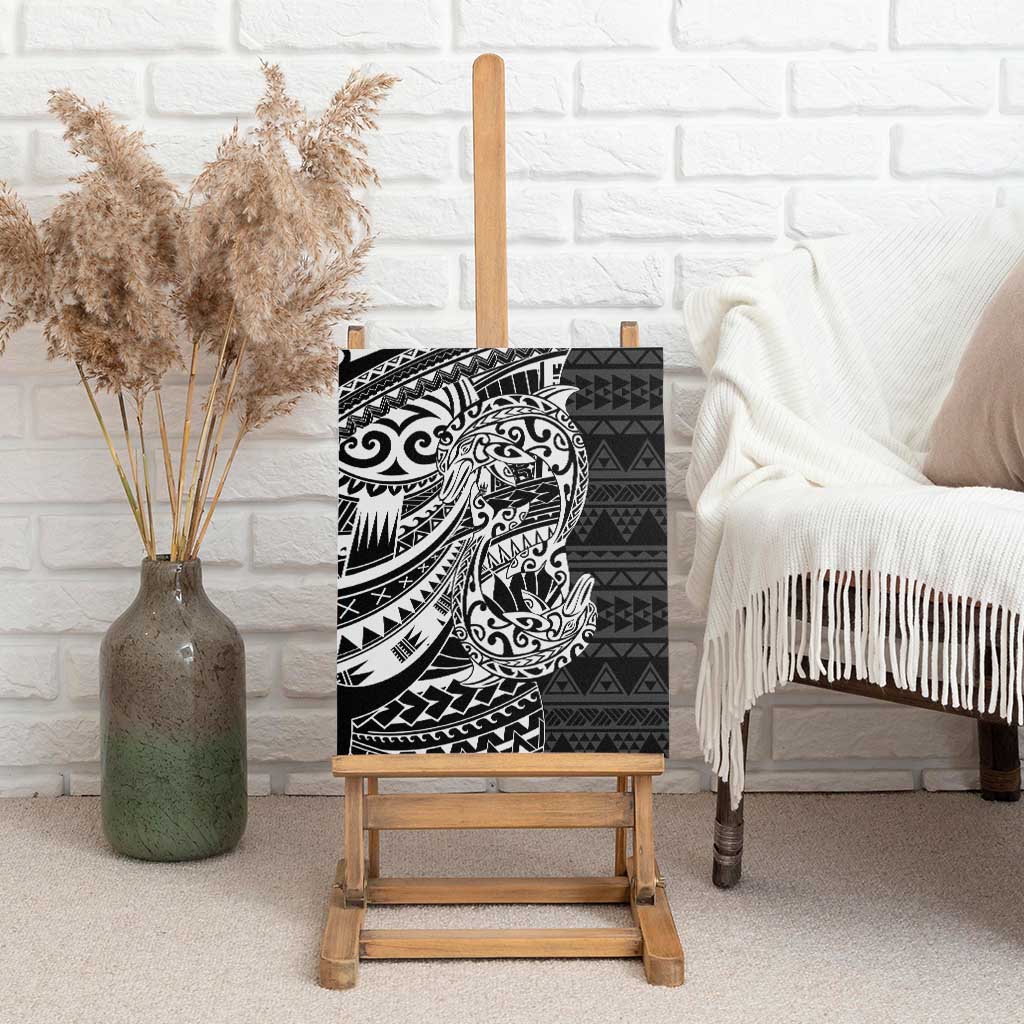 White Couple Dolphins Maori Polynesian Style Canvas Wall Art LT9 - Polynesian Pride