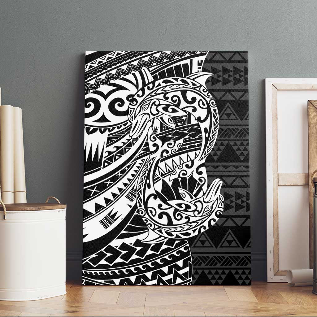 White Couple Dolphins Maori Polynesian Style Canvas Wall Art LT9 - Polynesian Pride