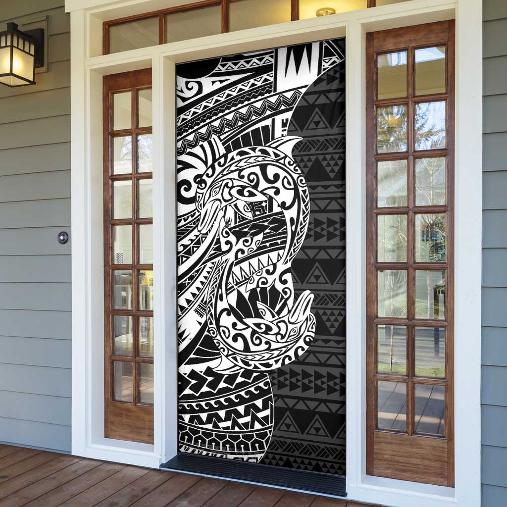 White Couple Dolphins Maori Polynesian Style Door Cover - Polynesian Pride