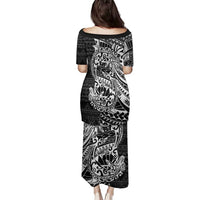 White Couple Dolphins Maori Polynesian Style Family Matching Puletasi and Hawaiian Shirt