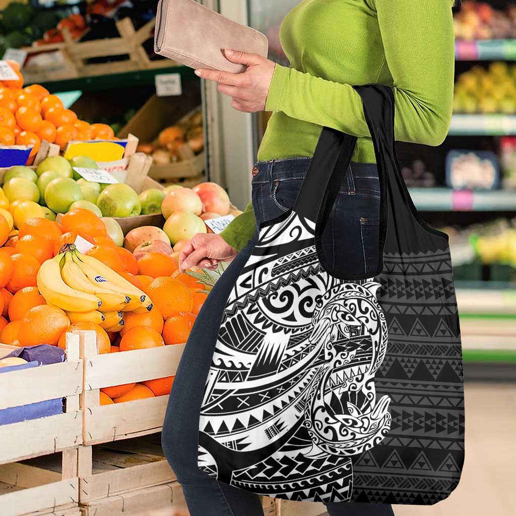 White Couple Dolphins Maori Polynesian Style Grocery Bag LT9 - Polynesian Pride