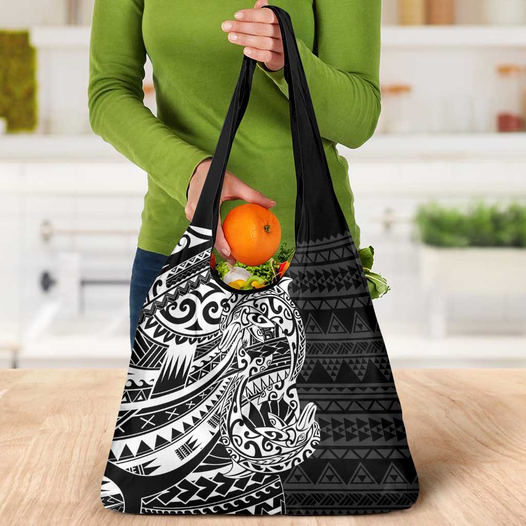 White Couple Dolphins Maori Polynesian Style Grocery Bag LT9 - Polynesian Pride