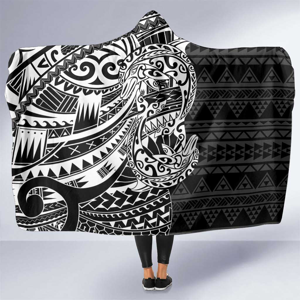 White Couple Dolphins Maori Polynesian Style Hooded Blanket LT9 One Size White - Polynesian Pride