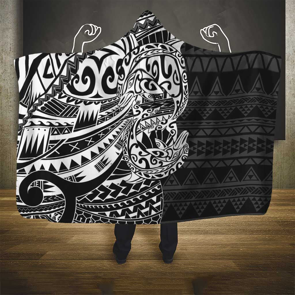 White Couple Dolphins Maori Polynesian Style Hooded Blanket LT9 - Polynesian Pride