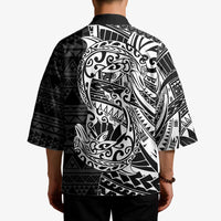 White Couple Dolphins Maori Polynesian Style Kimono - Polynesian Pride