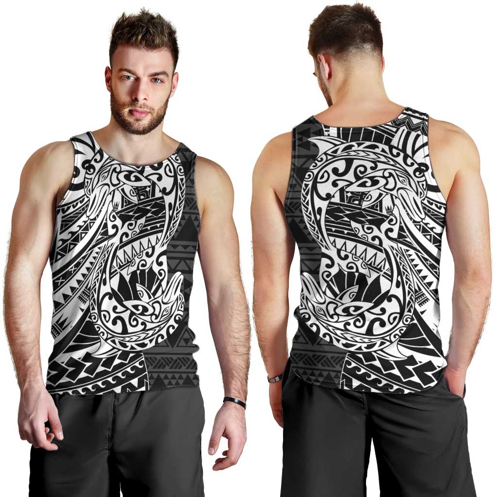 White Couple Dolphins Maori Polynesian Style Men Tank Top LT9 - Polynesian Pride