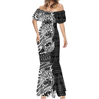 White Couple Dolphins Maori Polynesian Style Mermaid Dress