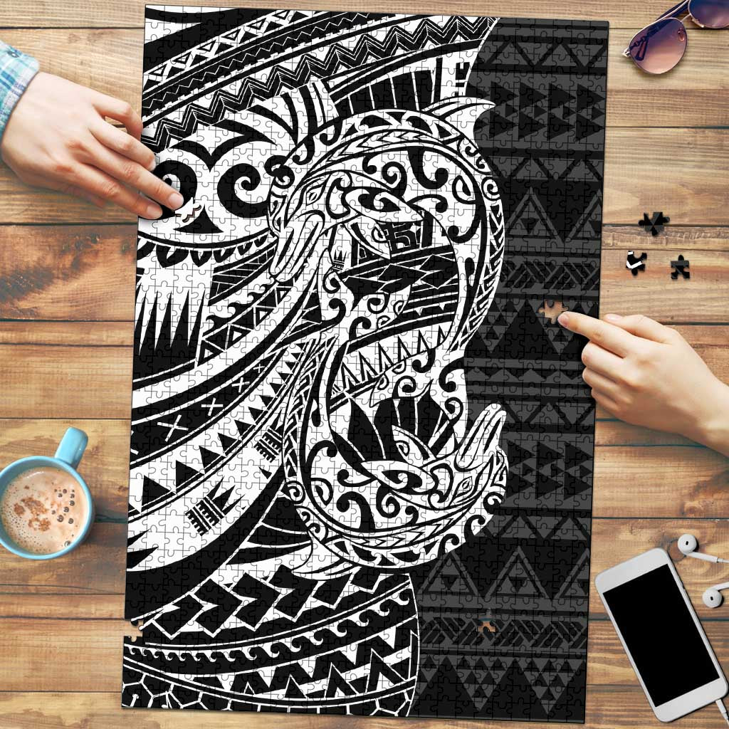 White Couple Dolphins Maori Polynesian Style Puzzle - Polynesian Pride