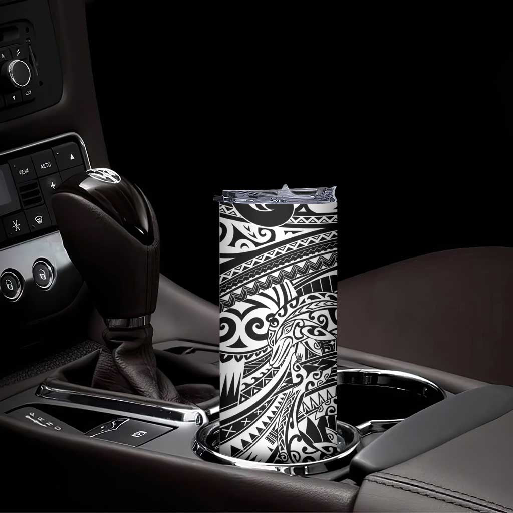 White Couple Dolphins Maori Polynesian Style Skinny Tumbler