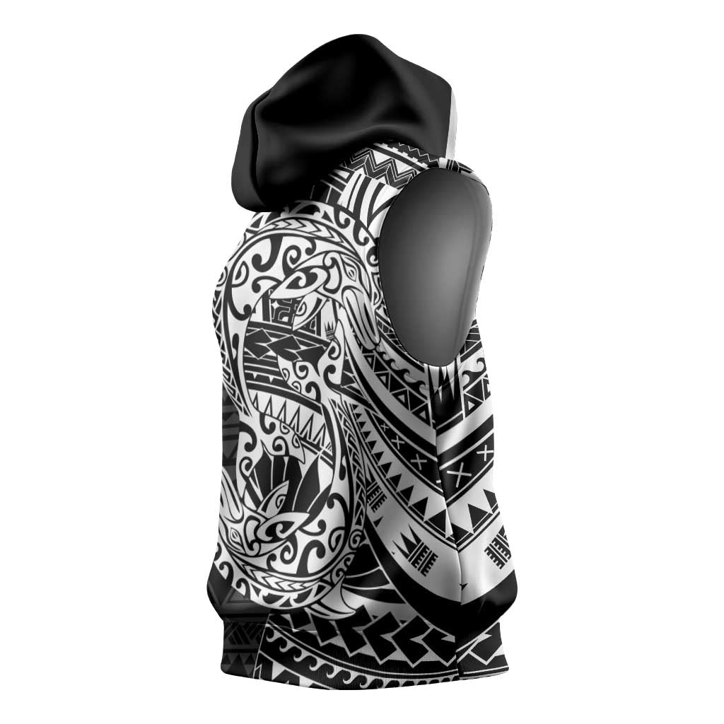 White Couple Dolphins Maori Polynesian Style Sleeveless Hoodie - Polynesian Pride