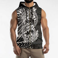 White Couple Dolphins Maori Polynesian Style Sleeveless Zip Hoodie - Polynesian Pride