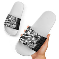 White Couple Dolphins Maori Polynesian Style Slide Sandals - Polynesian Pride