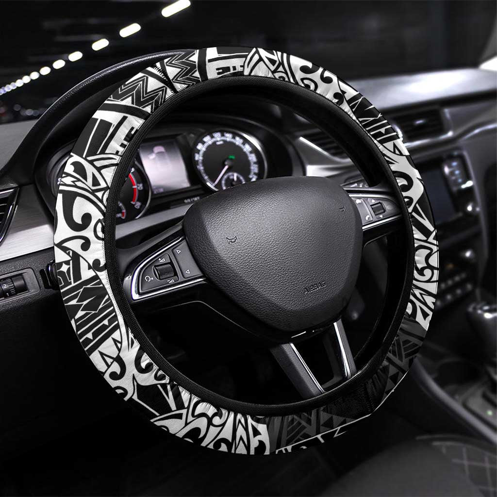 White Couple Dolphins Maori Polynesian Style Steering Wheel Cover LT9 Universal Fit White - Polynesian Pride