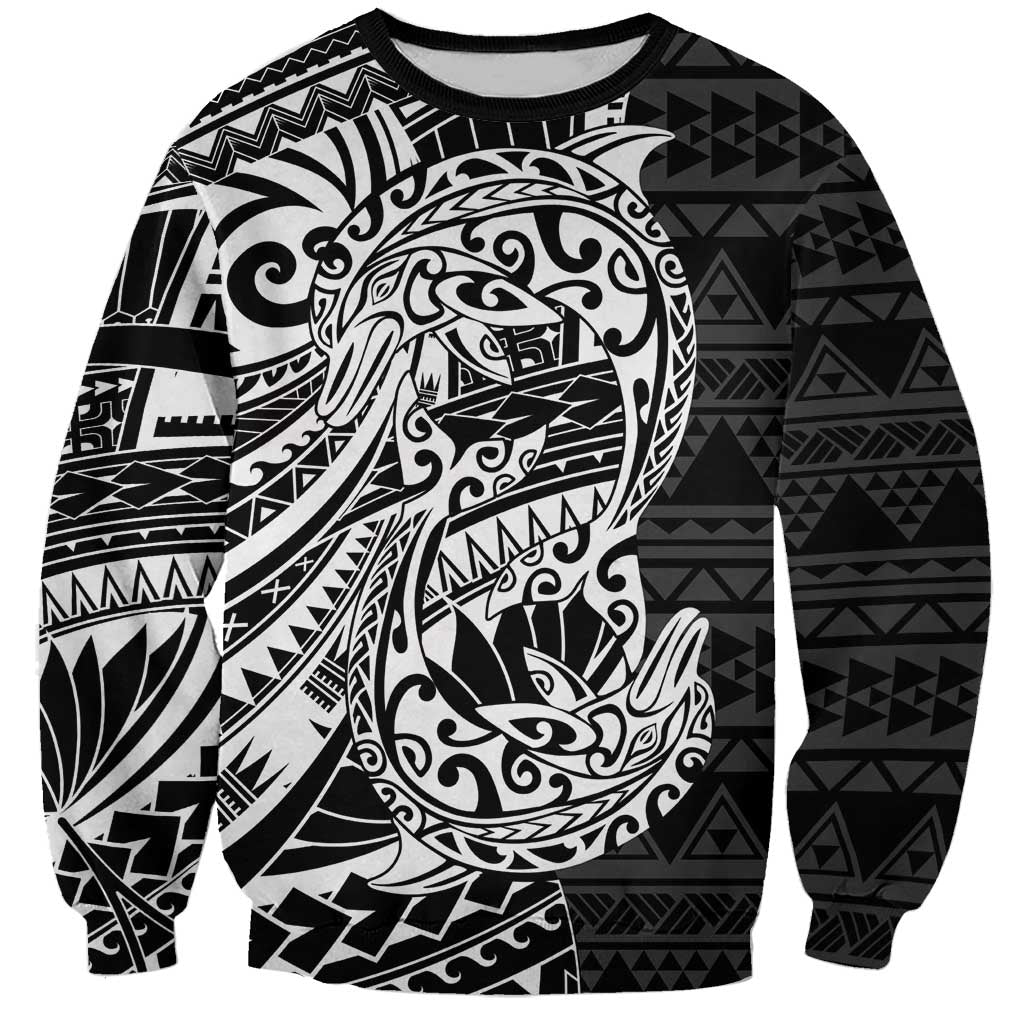 White Couple Dolphins Maori Polynesian Style Sweatshirt LT9 Unisex White - Polynesian Pride