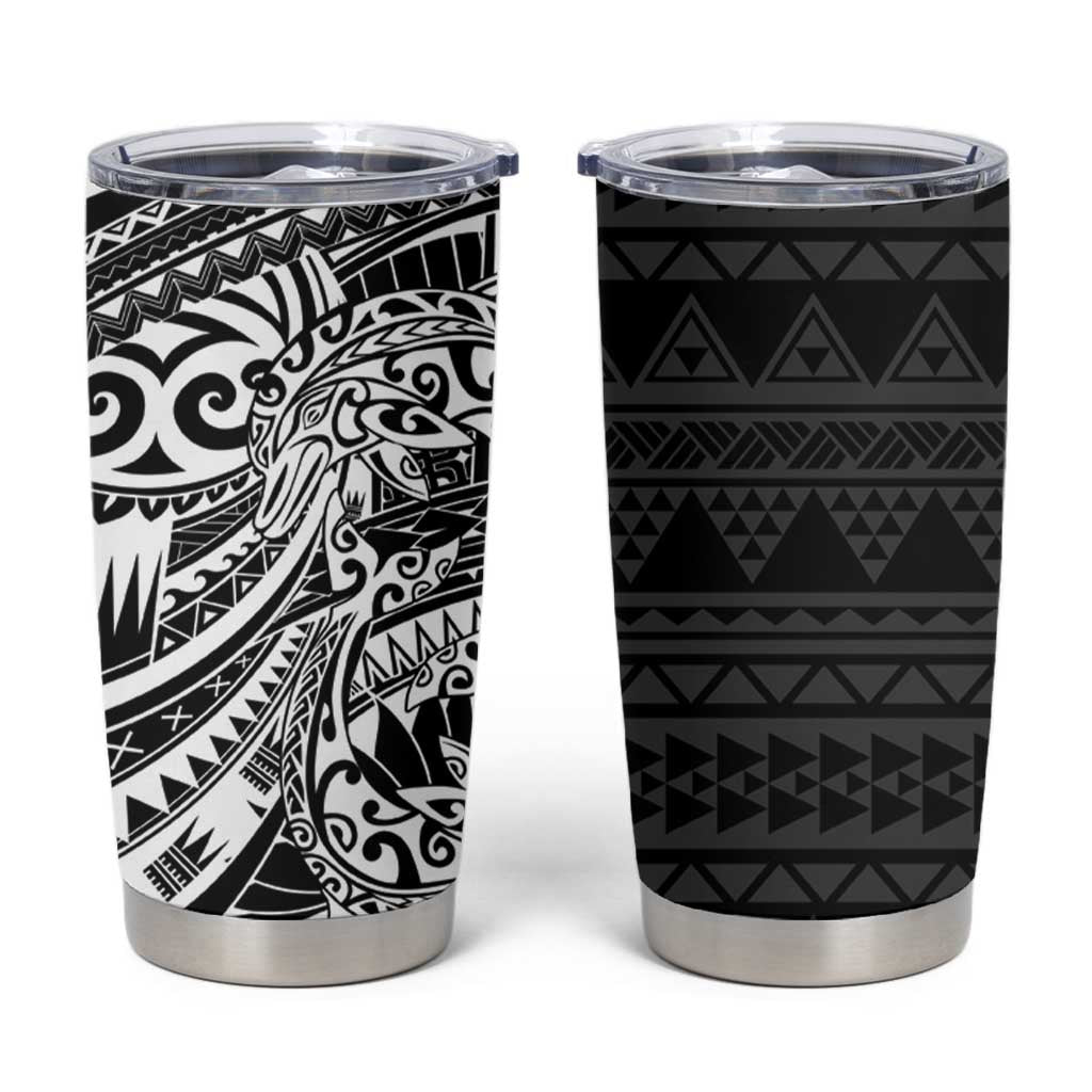 White Couple Dolphins Maori Polynesian Style Tumbler Cup LT9 White - Polynesian Pride