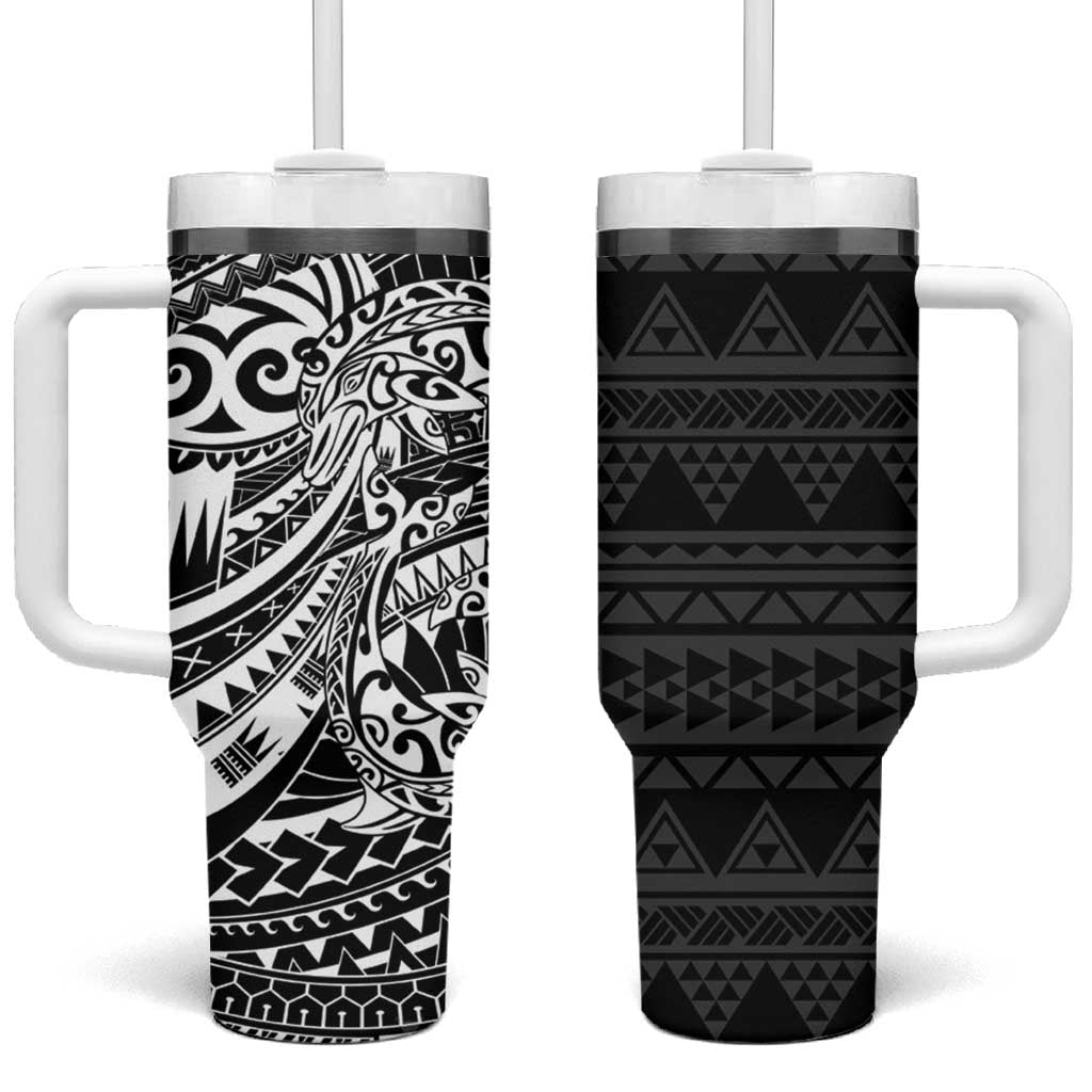 White Couple Dolphins Maori Polynesian Style Tumbler With Handle LT9 One Size: 40 oz White - Polynesian Pride