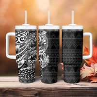 White Couple Dolphins Maori Polynesian Style Tumbler With Handle LT9 - Polynesian Pride