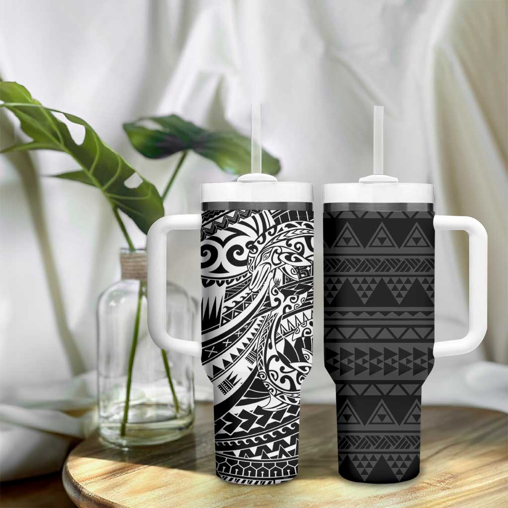 White Couple Dolphins Maori Polynesian Style Tumbler With Handle LT9 - Polynesian Pride