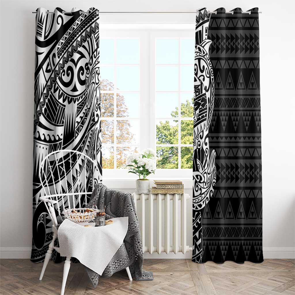 White Couple Dolphins Maori Polynesian Style Window Curtain LT9 - Polynesian Pride