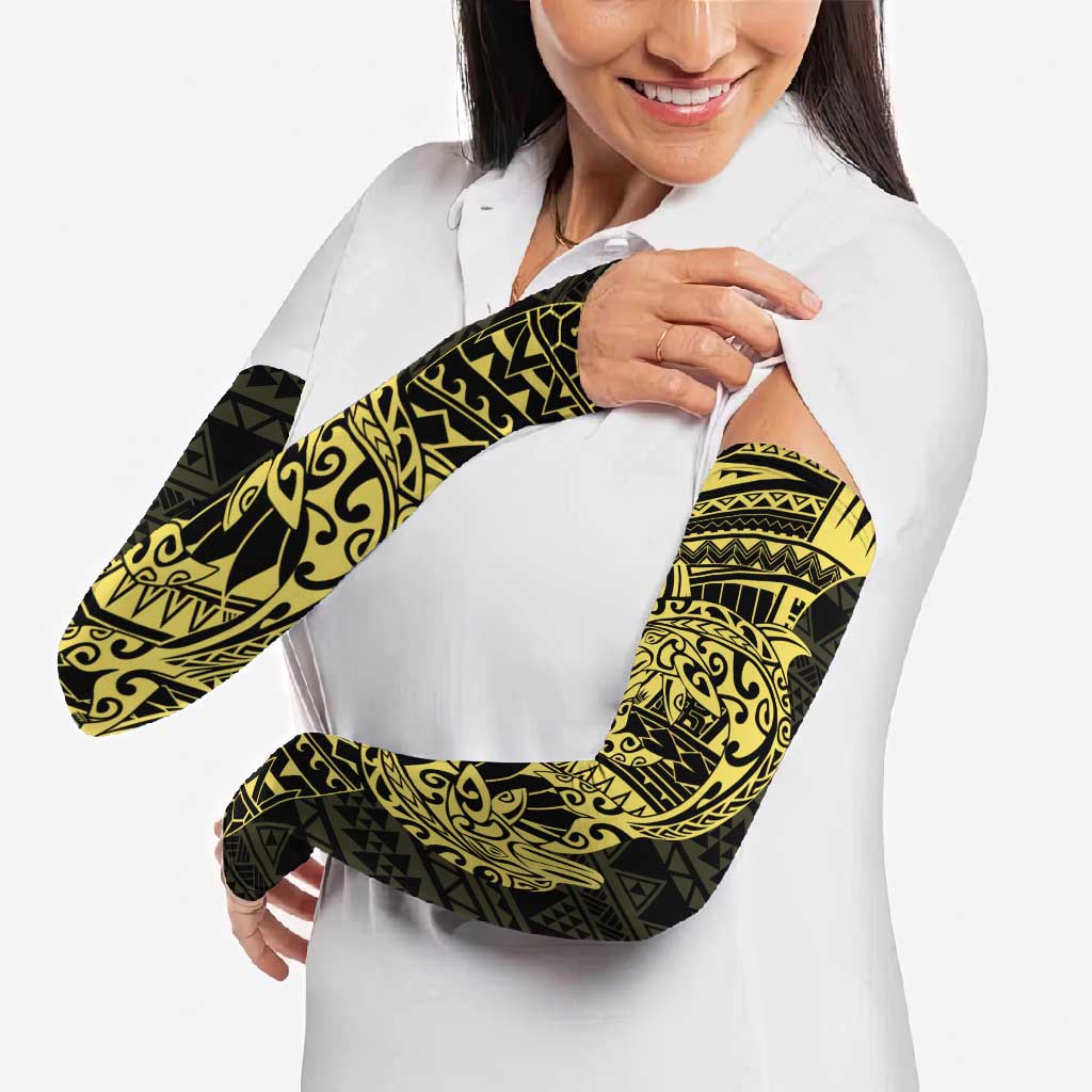 Yellow Couple Dolphins Maori Polynesian Style Arm Sleeves - Polynesian Pride