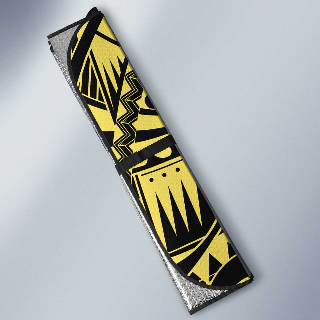 Yellow Couple Dolphins Maori Polynesian Style Auto Sun Shade - Polynesian Pride