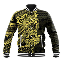 Yellow Couple Dolphins Maori Polynesian Style Baseball Jacket LT9 Unisex Yellow - Polynesian Pride