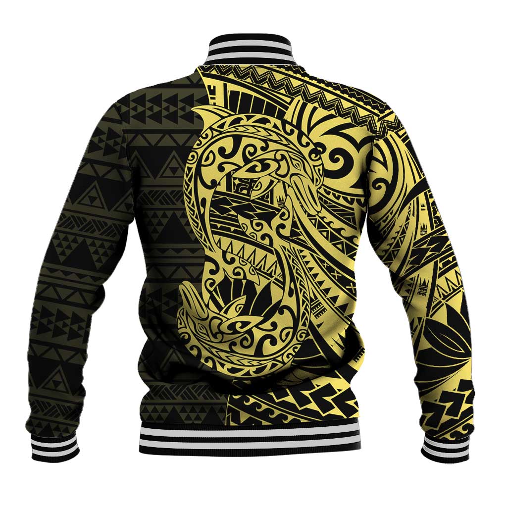 Yellow Couple Dolphins Maori Polynesian Style Baseball Jacket LT9 - Polynesian Pride