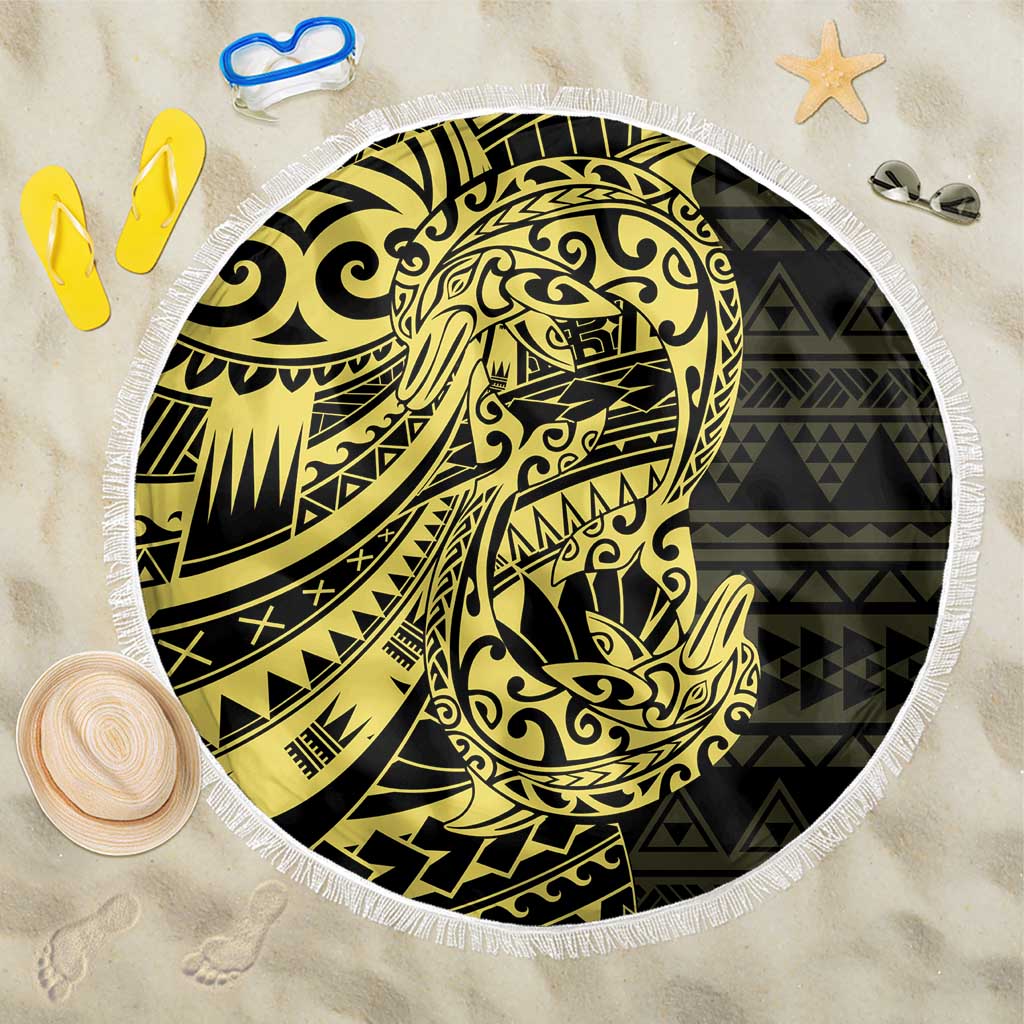 Yellow Couple Dolphins Maori Polynesian Style Beach Blanket LT9 One Size 150cm Yellow - Polynesian Pride