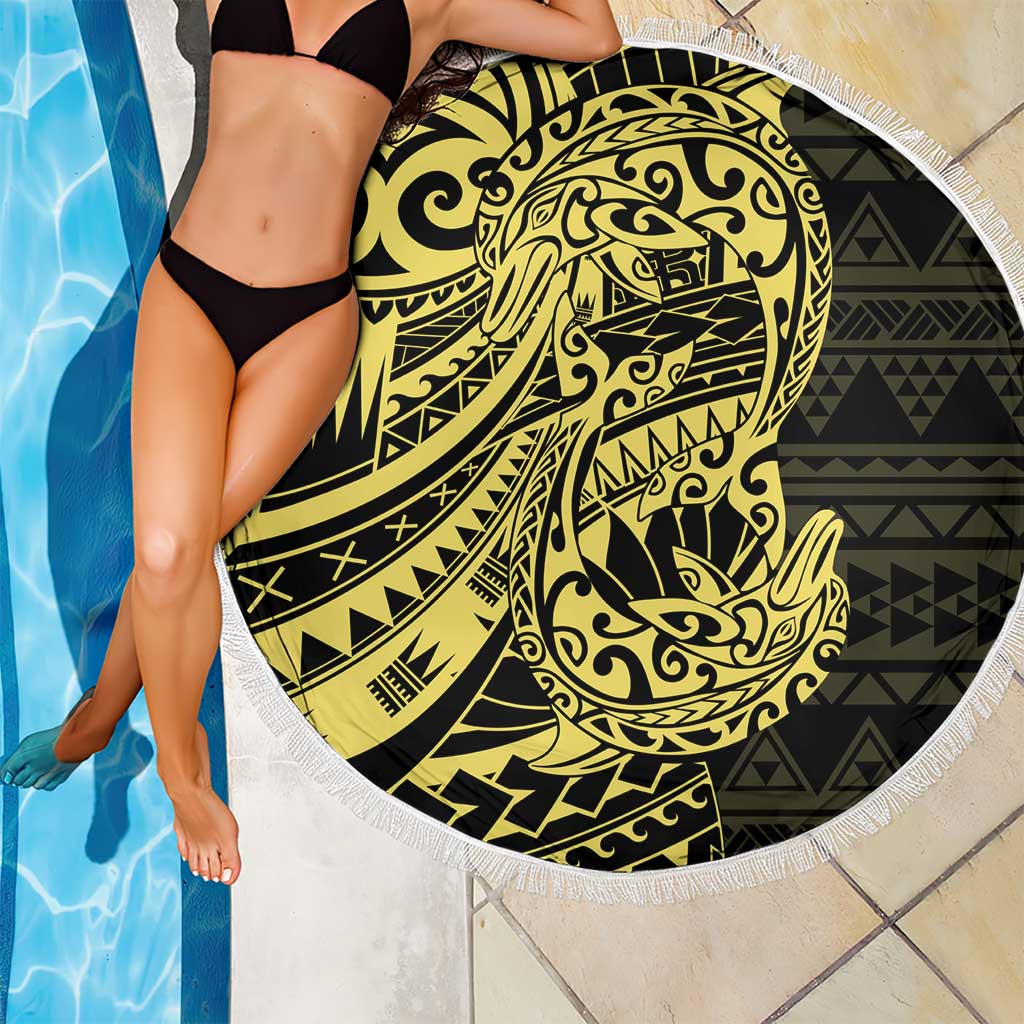 Yellow Couple Dolphins Maori Polynesian Style Beach Blanket LT9 - Polynesian Pride