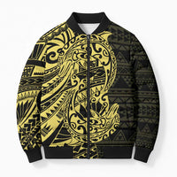Yellow Couple Dolphins Maori Polynesian Style Bomber Puffer Jacket - Polynesian Pride