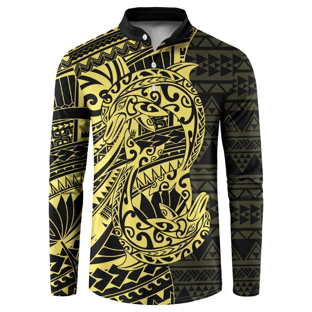 Yellow Couple Dolphins Maori Polynesian Style Button Sweatshirt LT9 Yellow - Polynesian Pride
