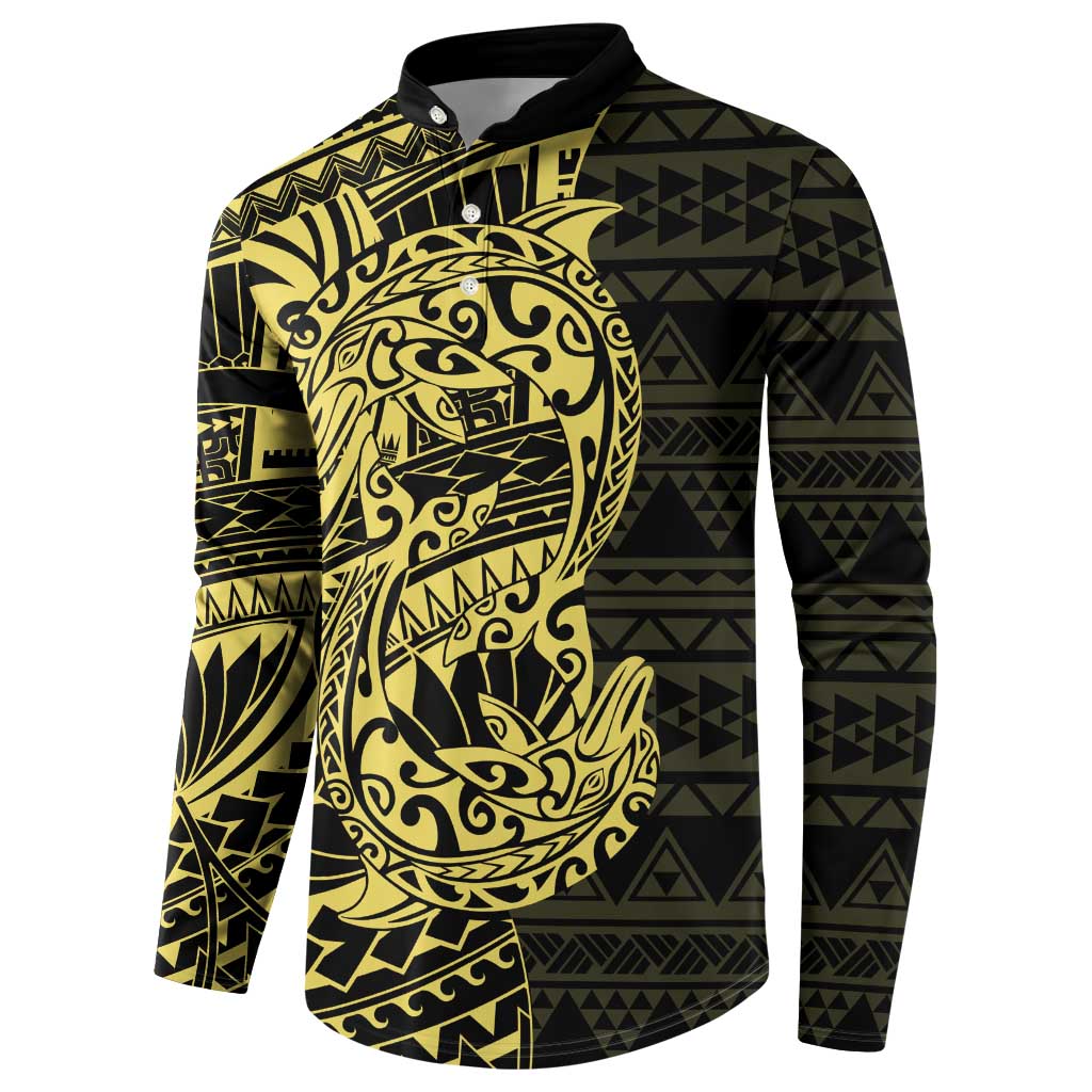 Yellow Couple Dolphins Maori Polynesian Style Button Sweatshirt LT9 - Polynesian Pride