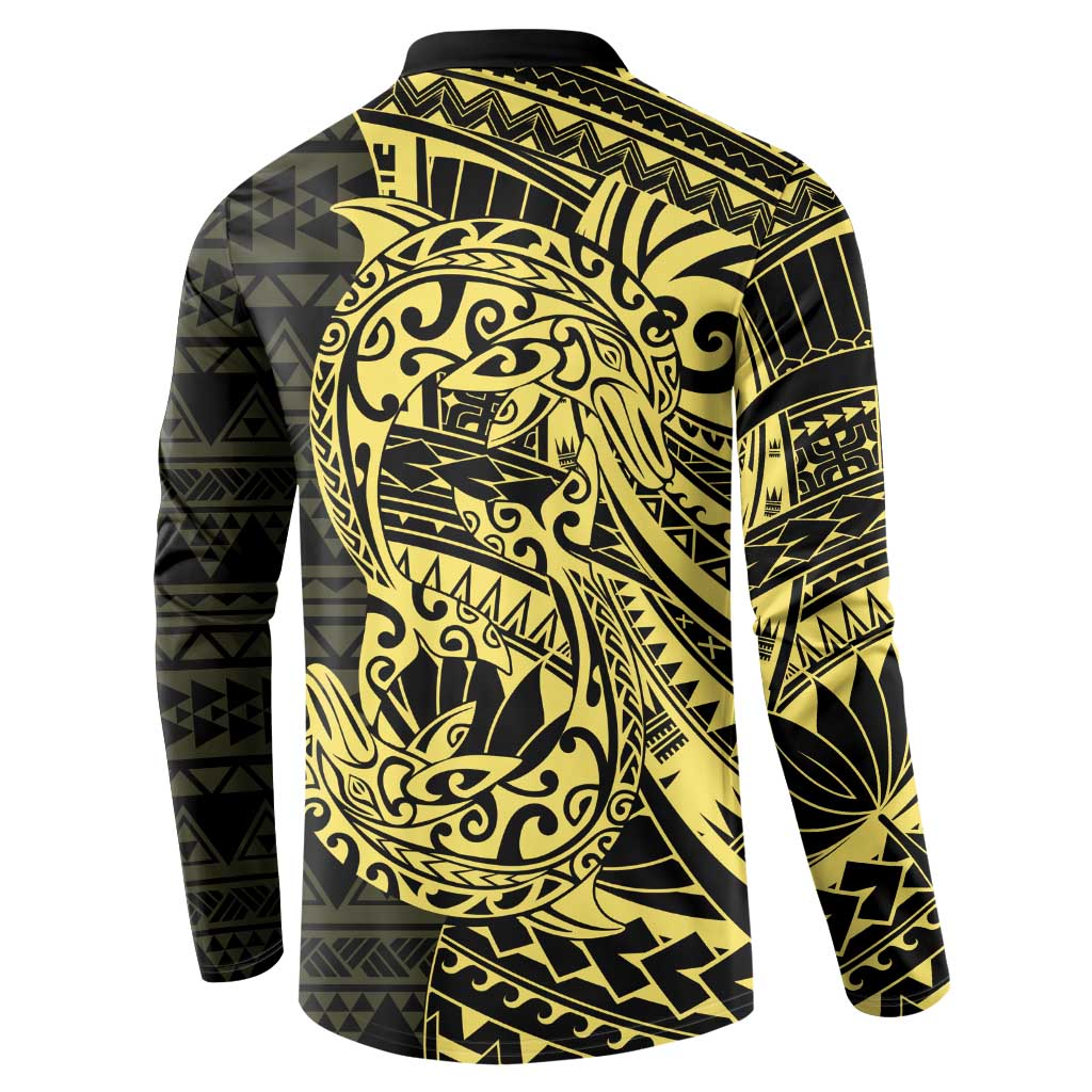 Yellow Couple Dolphins Maori Polynesian Style Button Sweatshirt LT9 - Polynesian Pride