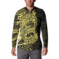 Yellow Couple Dolphins Maori Polynesian Style Button Sweatshirt LT9 - Polynesian Pride