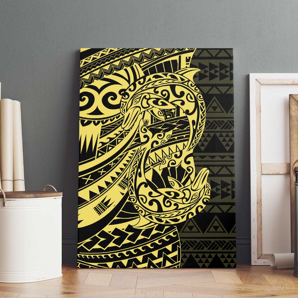 Yellow Couple Dolphins Maori Polynesian Style Canvas Wall Art LT9 - Polynesian Pride