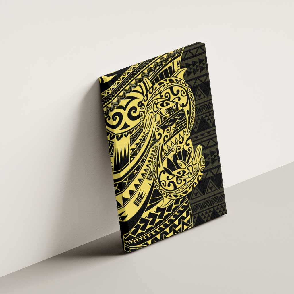 Yellow Couple Dolphins Maori Polynesian Style Canvas Wall Art LT9 - Polynesian Pride