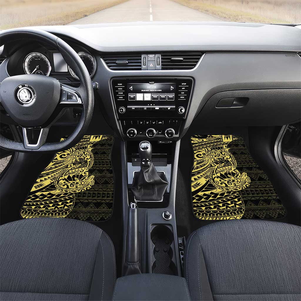 Yellow Couple Dolphins Maori Polynesian Style Car Mats LT9 Set 2pcs - Front Yellow - Polynesian Pride