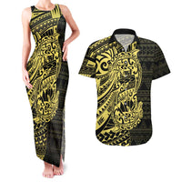 Yellow Couple Dolphins Maori Polynesian Style Couples Matching Tank Maxi Dress and Hawaiian Shirt LT9 Yellow - Polynesian Pride