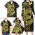 Yellow Couple Dolphins Maori Polynesian Style Family Matching Long Sleeve Bodycon Dress and Hawaiian Shirt