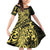 Yellow Couple Dolphins Maori Polynesian Style Family Matching Off Shoulder Short Dress and Hawaiian Shirt