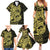 Yellow Couple Dolphins Maori Polynesian Style Family Matching Summer Maxi Dress and Hawaiian Shirt