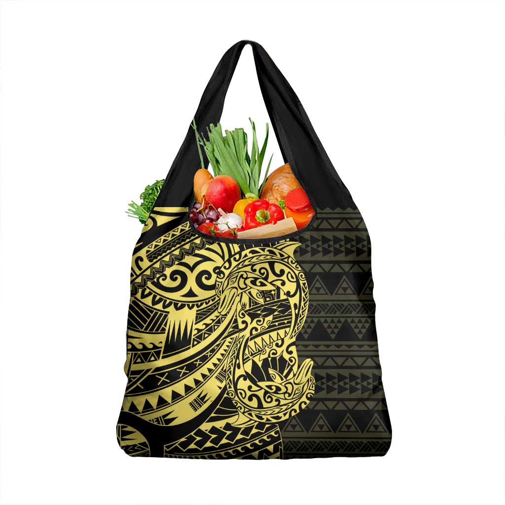 Yellow Couple Dolphins Maori Polynesian Style Grocery Bag LT9 1-pack One Size Yellow - Polynesian Pride